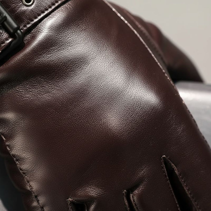 Carrington Men's Genuine Leather Winter Gloves with Adjustable Buckle Strap