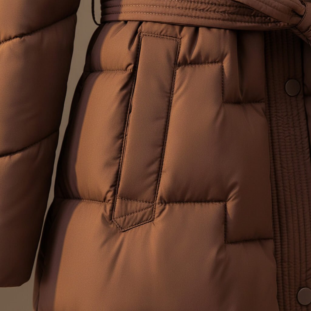 Anastasia Women's Quilted Hooded Long Puffer Coat with Belt