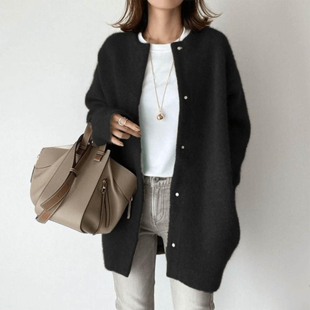 Women's Oversized Knit Cardigan with Button Front