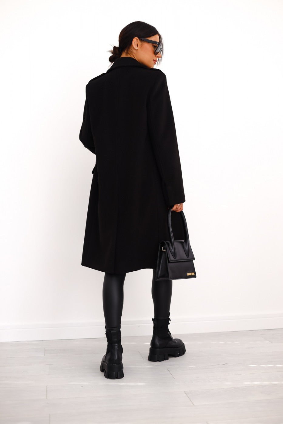 Vivienne | Double-Breasted Wool-Blend Long Coat with Gold Buttons for Women