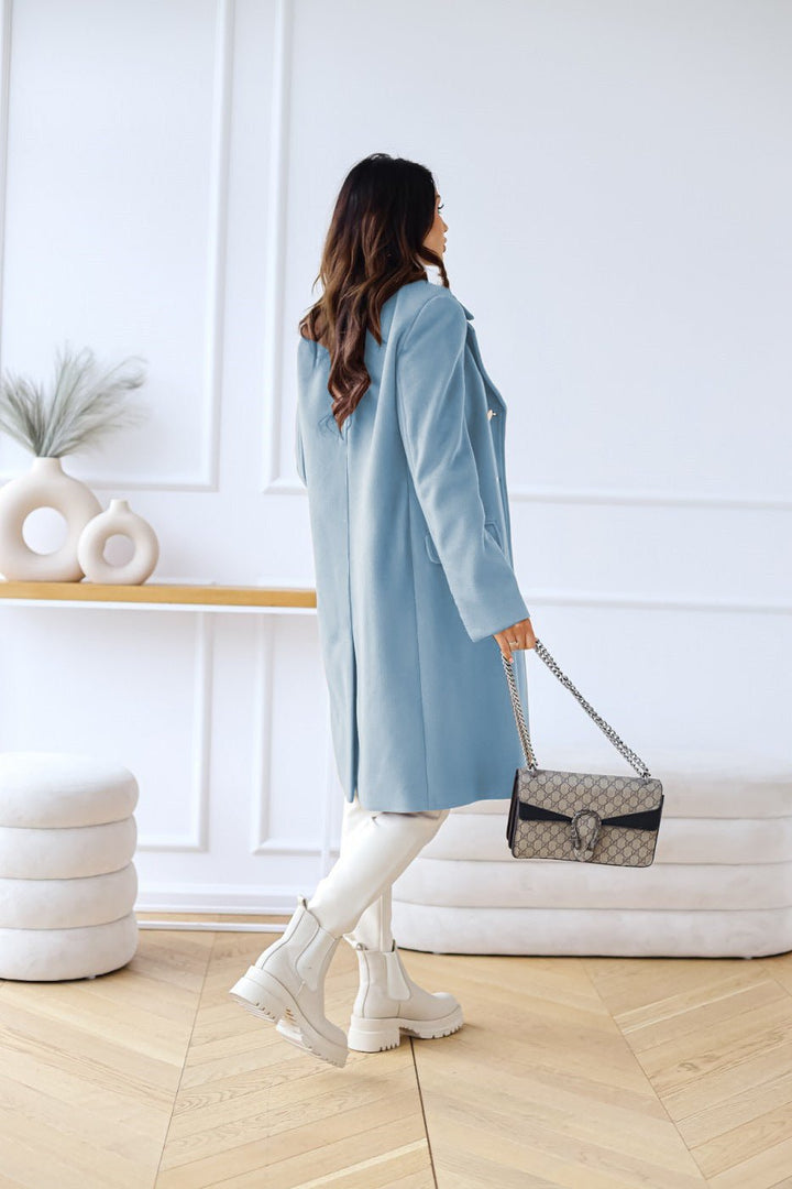 Vivienne | Double-Breasted Wool-Blend Long Coat with Gold Buttons for Women