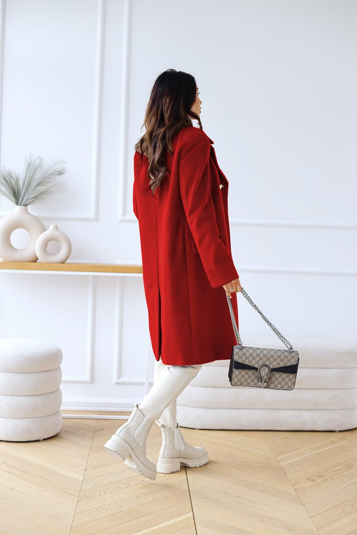 Vivienne | Double-Breasted Wool-Blend Long Coat with Gold Buttons for Women