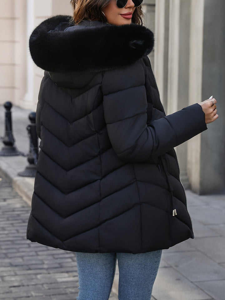 Natalie | Quilted Puffer Coat with Faux Fur Hood for Women