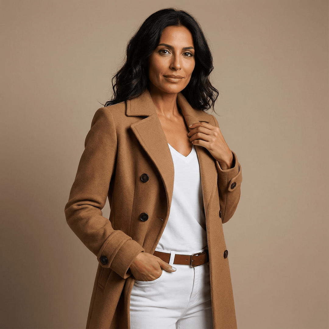 Layla | Double-Breasted Wool-Blend Longline Coat for Women