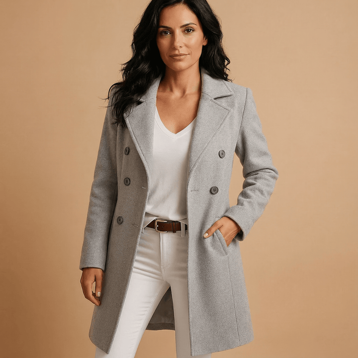 Layla | Double-Breasted Wool-Blend Longline Coat for Women
