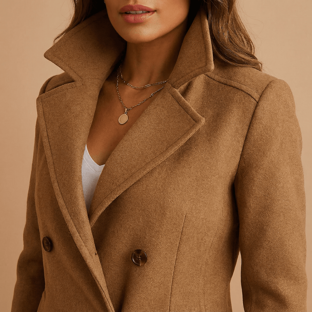 Layla | Double-Breasted Wool-Blend Longline Coat for Women