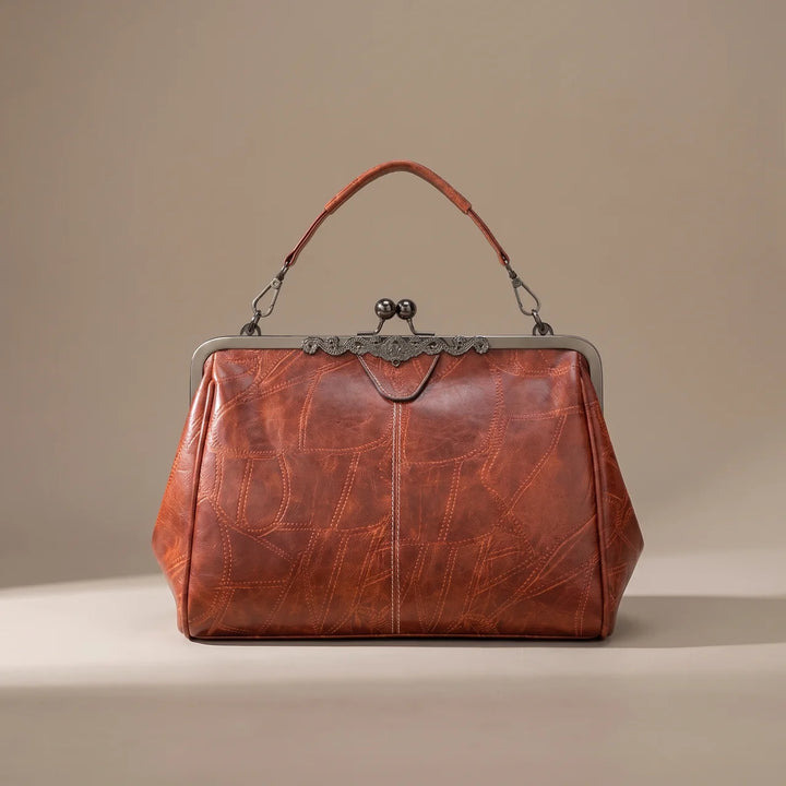 Amelia | Vintage Kiss-Lock Leather Frame Handbag