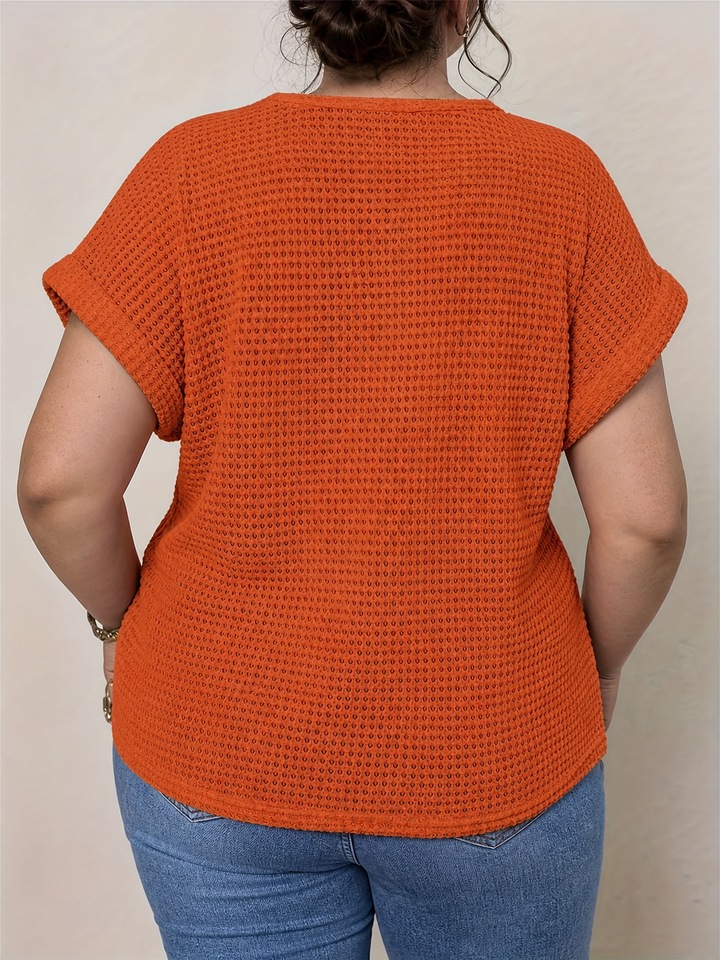 Celeste | Plus Size Waffle Knit Crochet Lace Top for Women
