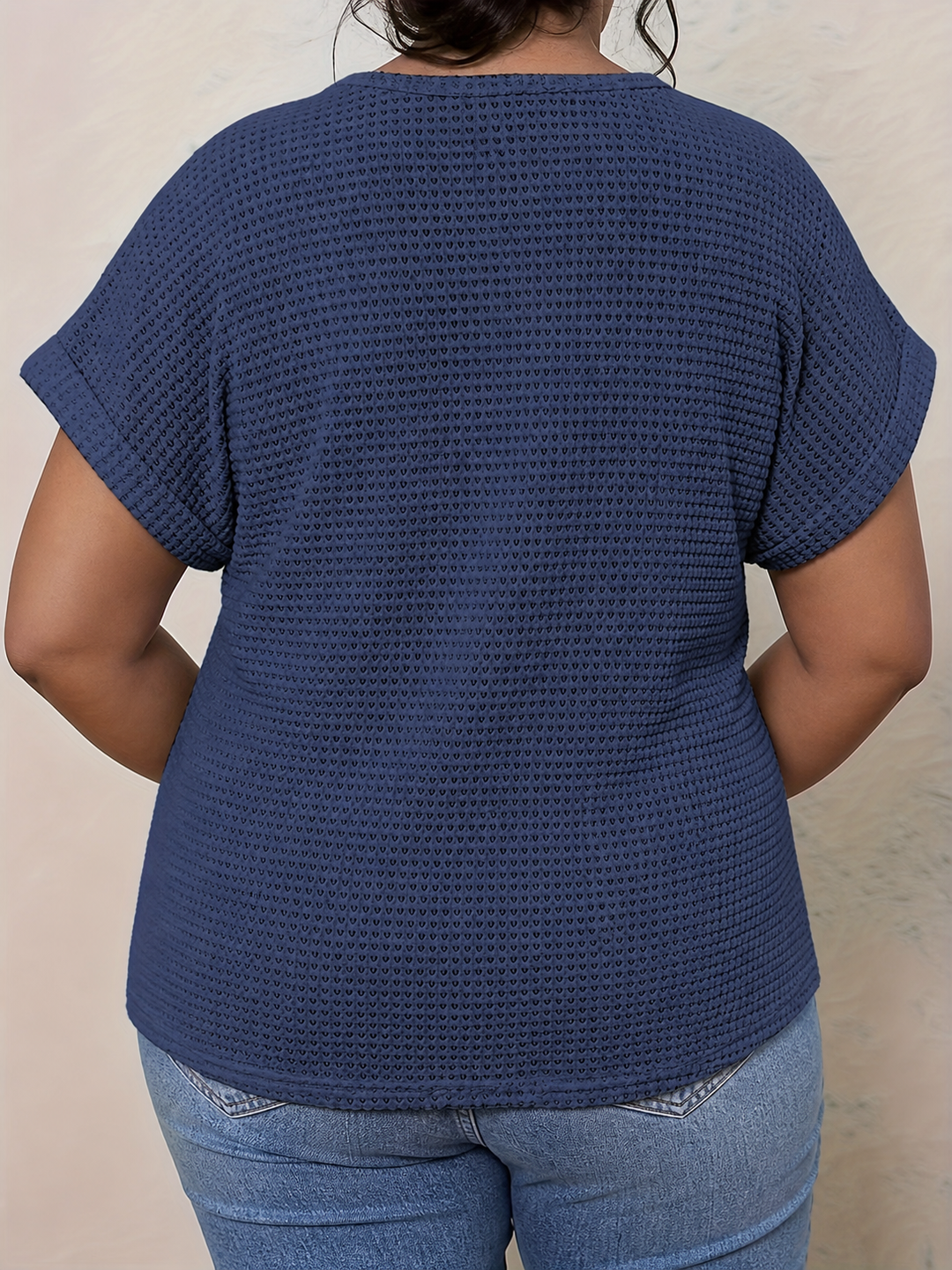 Celeste | Plus Size Waffle Knit Crochet Lace Top for Women