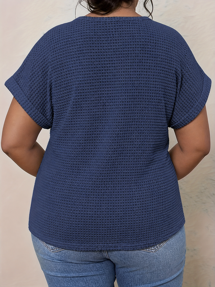 Celeste | Plus Size Waffle Knit Crochet Lace Top for Women