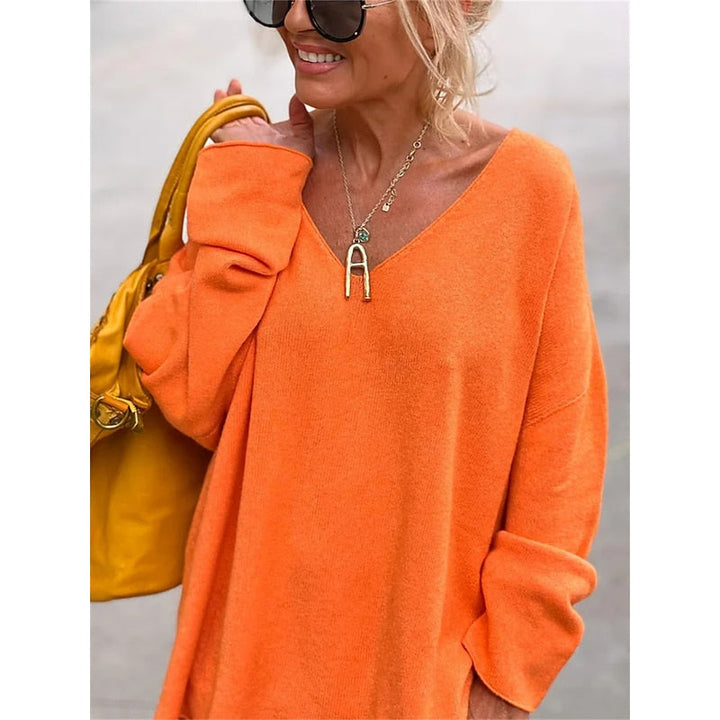 Willow Relaxed V-Neck Pullover Sweater for Women