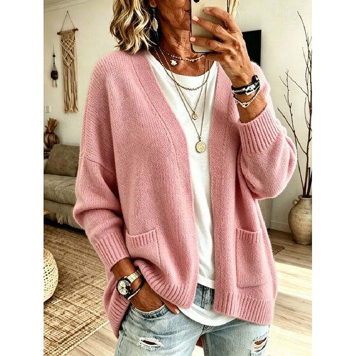 Iris Relaxed Open-Front Knit Cardigan with Pockets