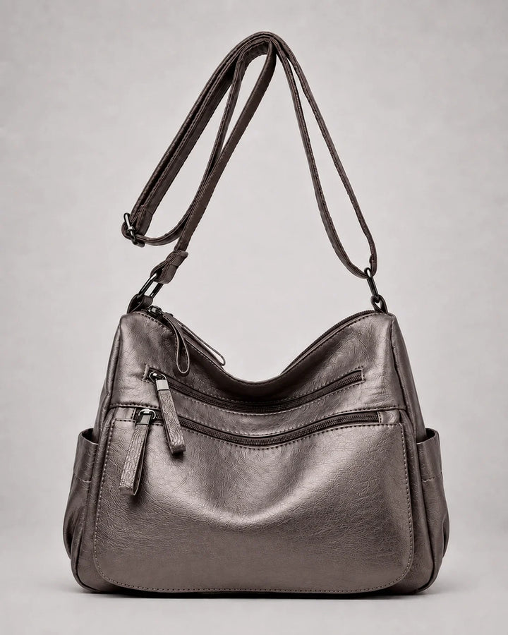 Clara Vegan Leather Shoulder Bag with Multiple Compartments