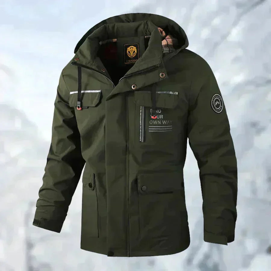 Men's Waterproof Hooded Winter Jacket with Multiple Pockets