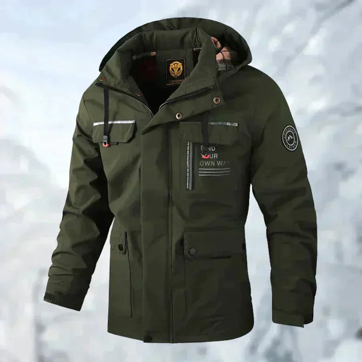 Men's Waterproof Hooded Winter Jacket with Multiple Pockets