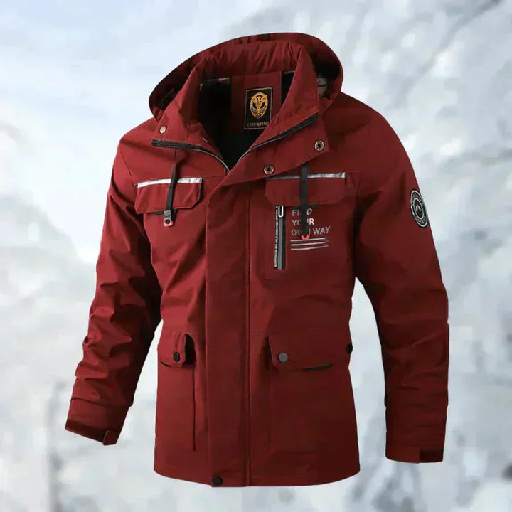 Men's Waterproof Hooded Winter Jacket with Multiple Pockets
