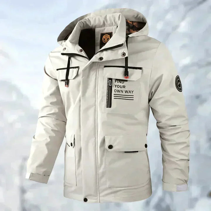 Men's Waterproof Hooded Winter Jacket with Multiple Pockets