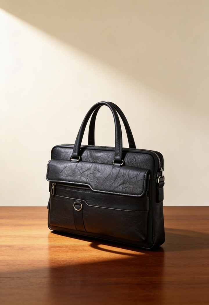 Zurich Brown Leather Briefcase Bag with Adjustable Shoulder Strap