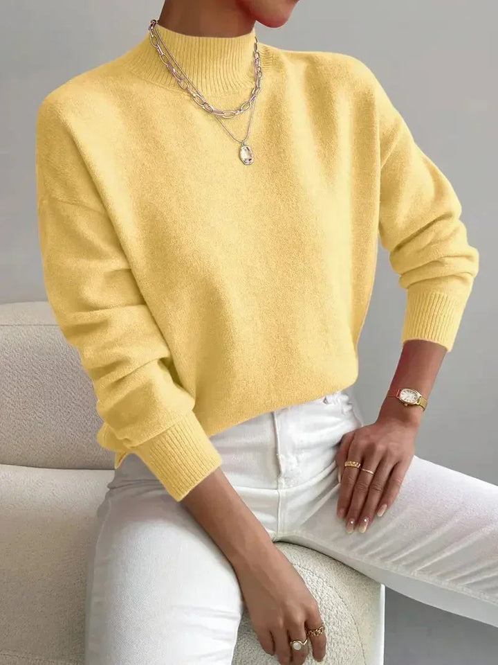 Women's Classic Mock Turtleneck Knit Sweater in Sage Green