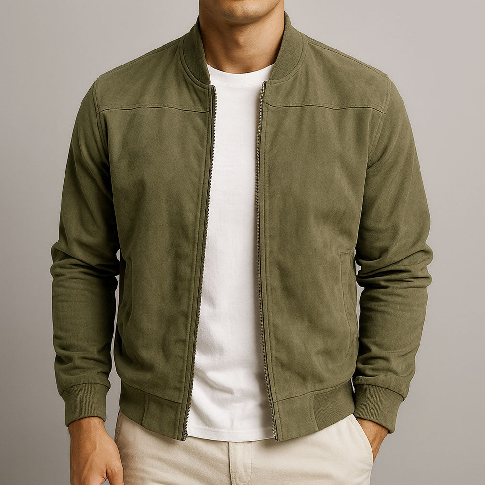 Bennett | Men's Suede Bomber Jacket with Zip Front