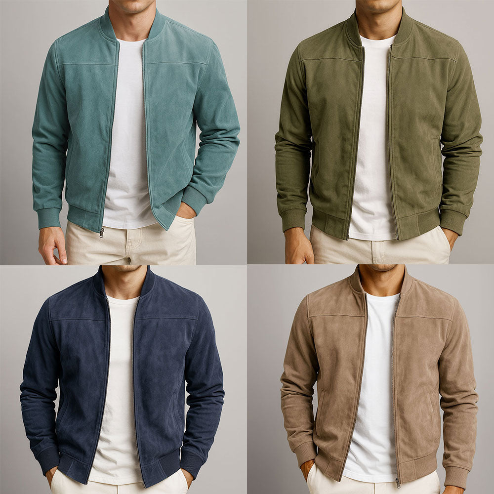 Bennett | Men's Suede Bomber Jacket with Zip Front