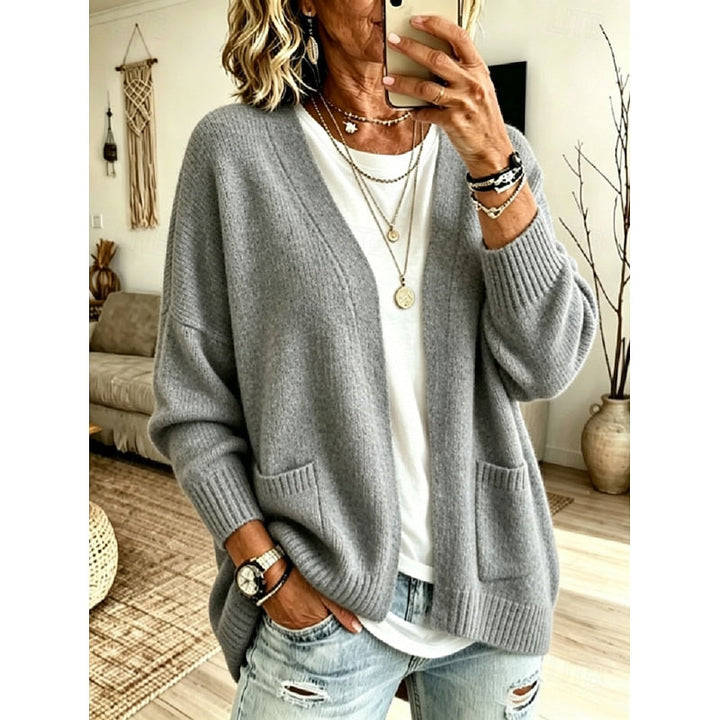Iris Relaxed Open-Front Knit Cardigan with Pockets