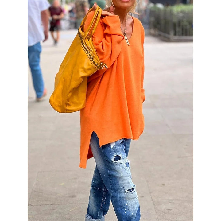 Willow Relaxed V-Neck Pullover Sweater for Women