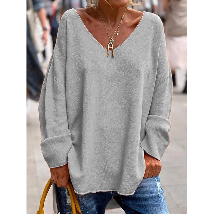 Willow Relaxed V-Neck Pullover Sweater for Women