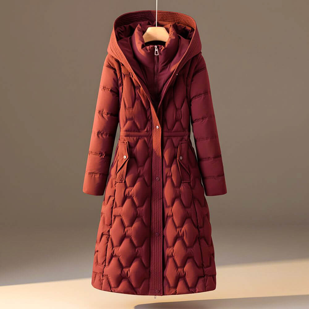 Lauren | Quilted Hooded Puffer Long Coat for Women
