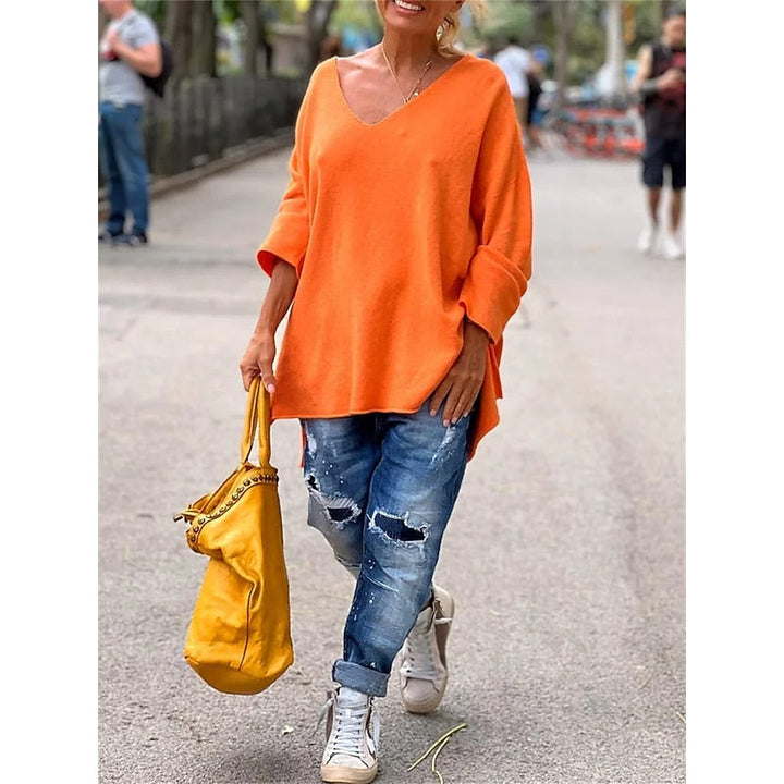 Willow Relaxed V-Neck Pullover Sweater for Women