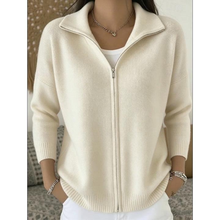 Ruby | Zip-Up Knit Cardigan with Stand Collar for Women