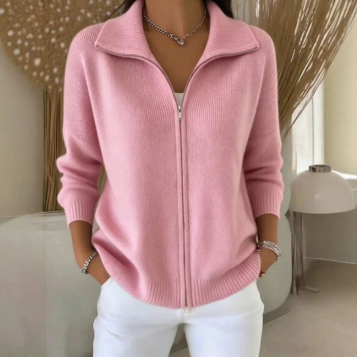 Ruby | Zip-Up Knit Cardigan with Stand Collar for Women