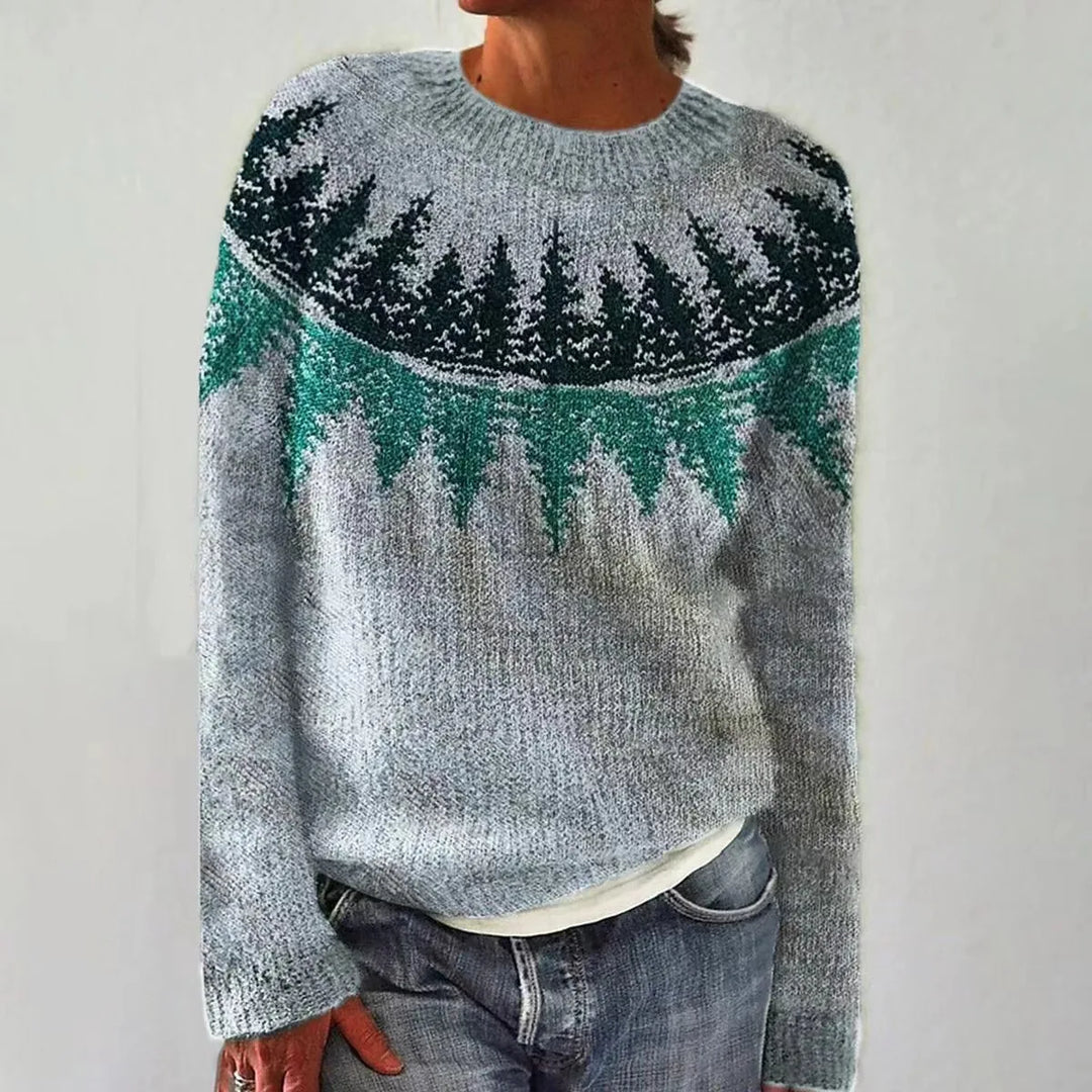 Women's Multicolor Striped Knit Pullover Sweater with Crew Neck