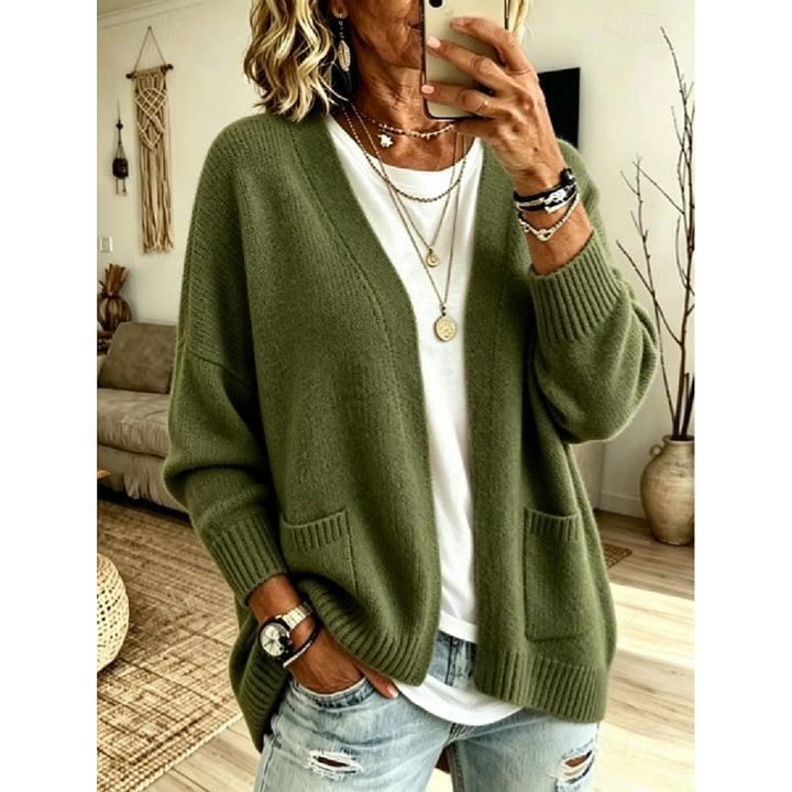 Iris Relaxed Open-Front Knit Cardigan with Pockets
