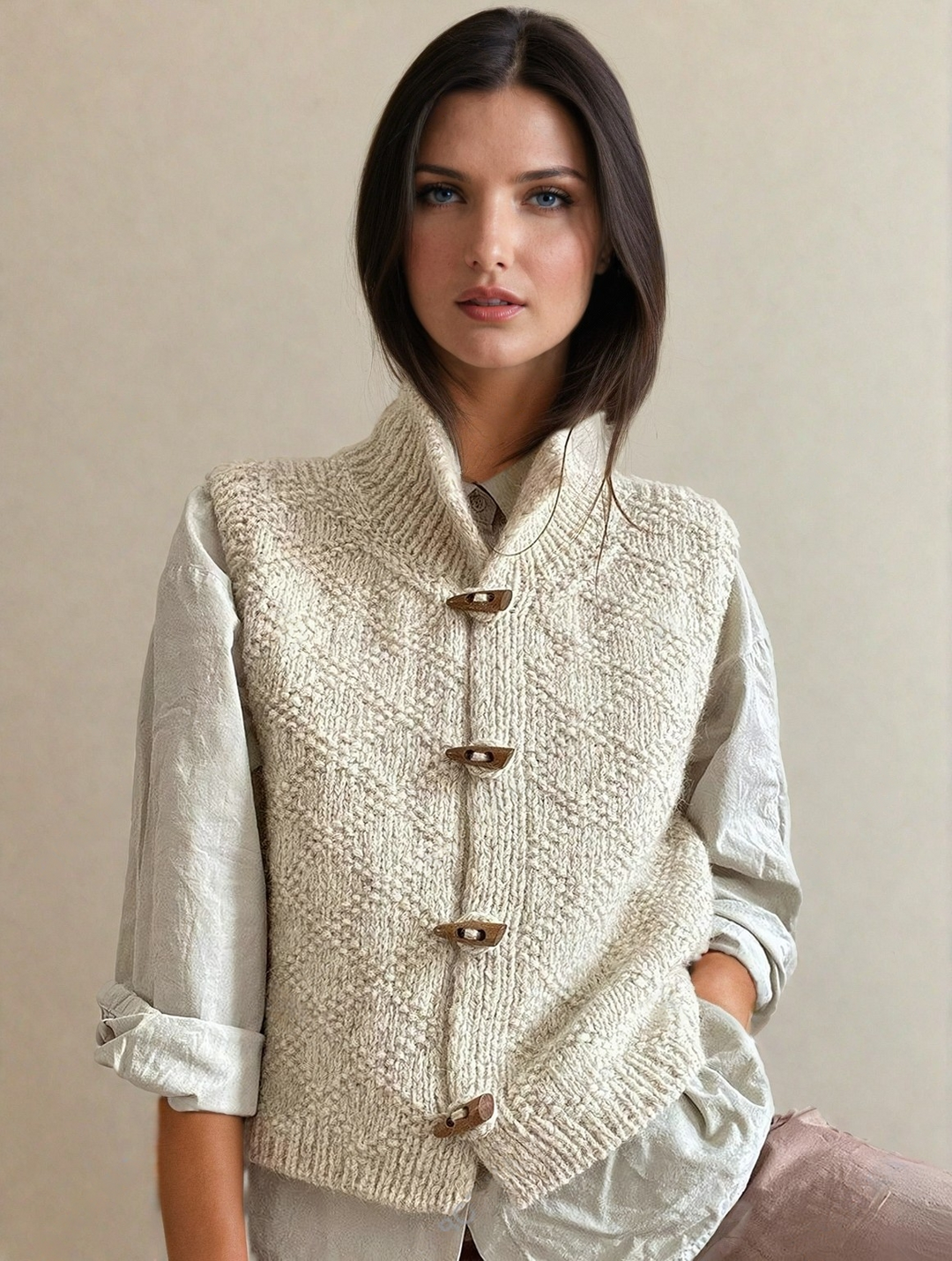 Clara | Chunky Knit Button-Up Sweater Vest for Women
