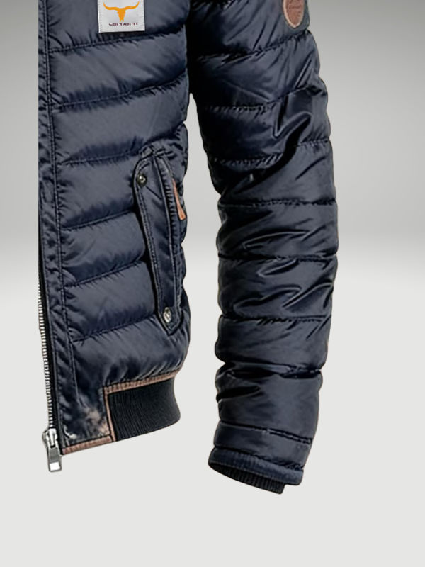 Sterling Men's Quilted Bomber Jacket with Stand Collar and Multiple Pockets