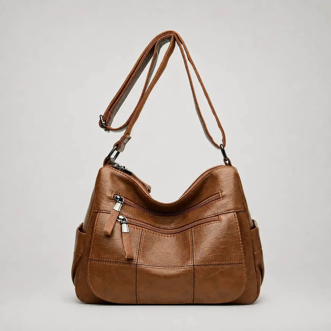 Clara Vegan Leather Shoulder Bag with Multiple Compartments