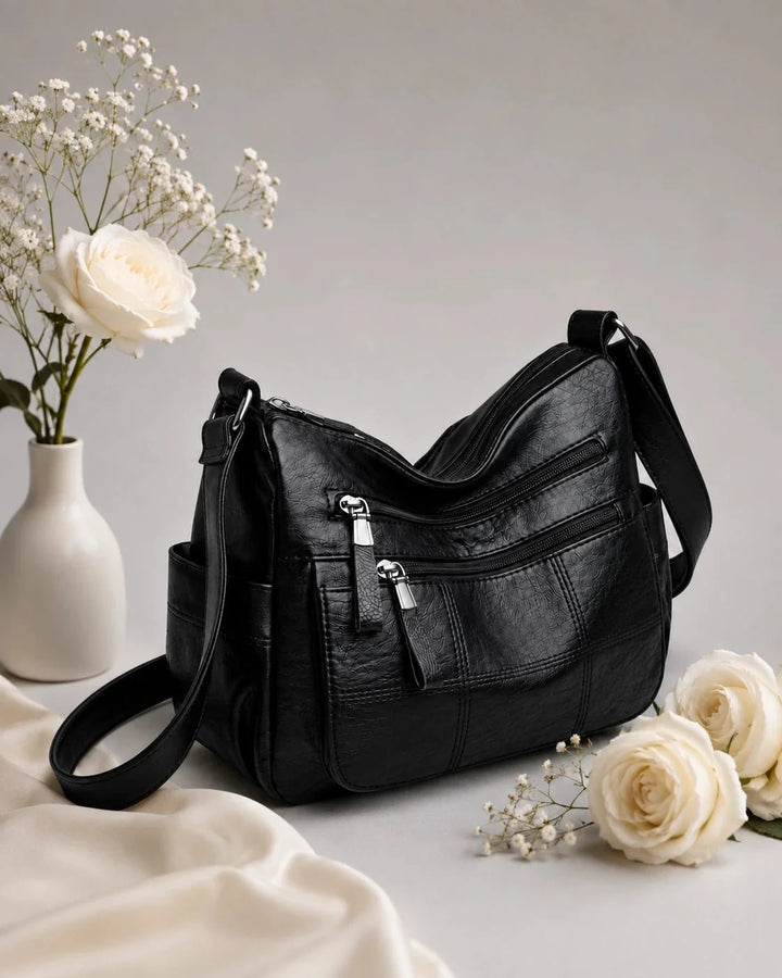 Clara Vegan Leather Shoulder Bag with Multiple Compartments