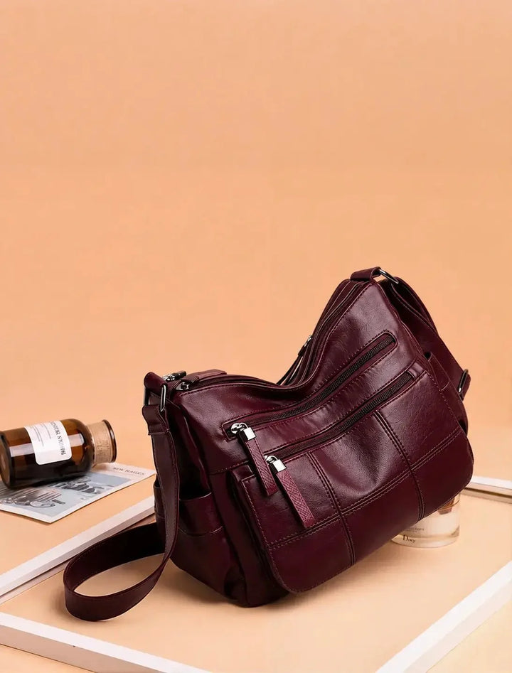 Clara Vegan Leather Shoulder Bag with Multiple Compartments