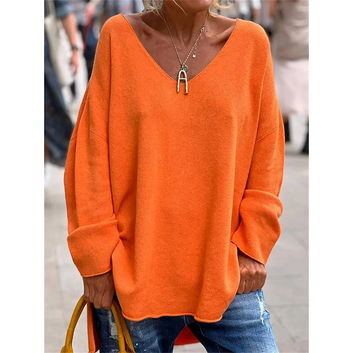 Willow Relaxed V-Neck Pullover Sweater for Women