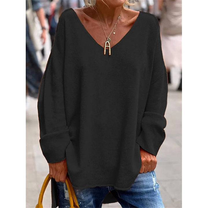 Willow Relaxed V-Neck Pullover Sweater for Women