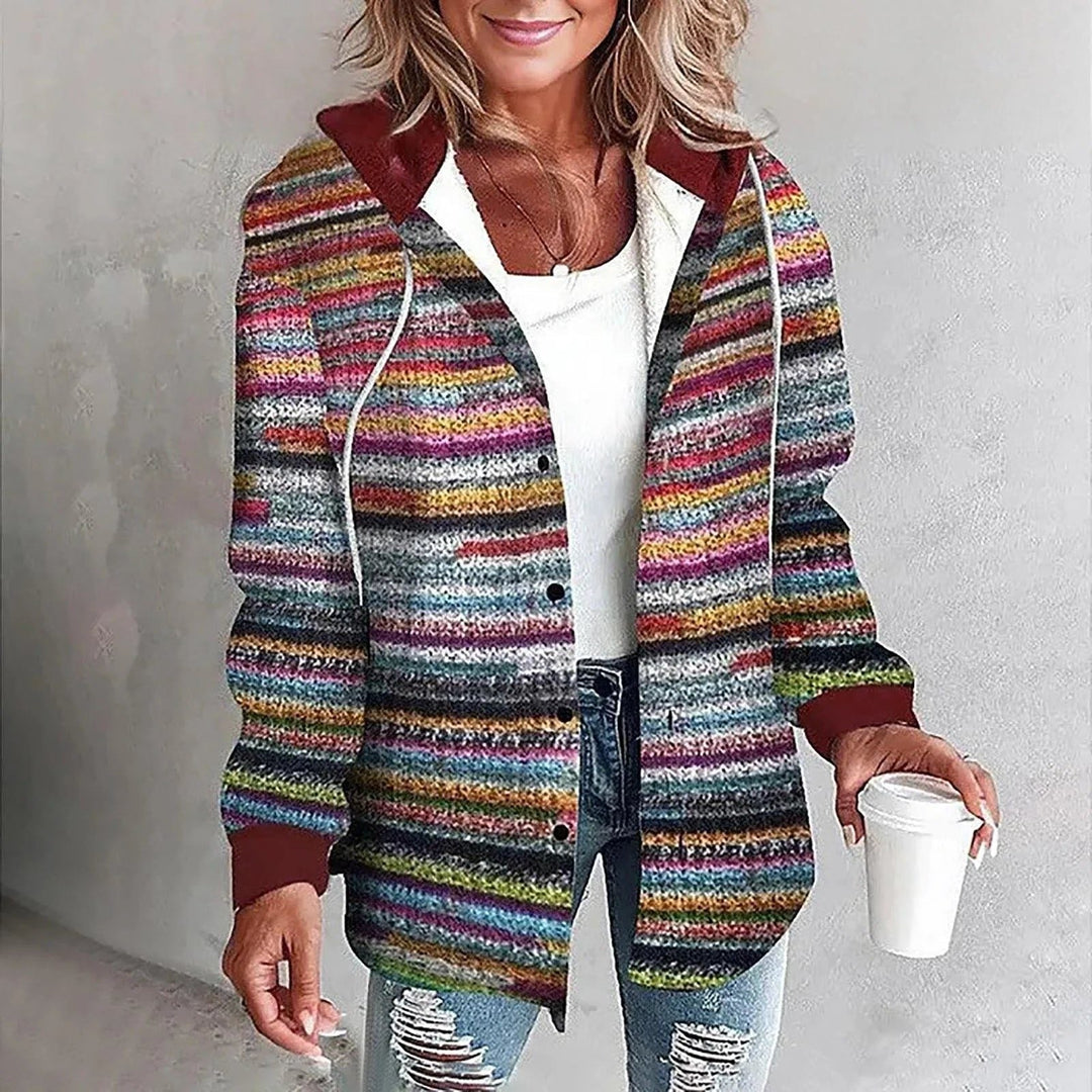 Women's Plaid Hooded Shacket Oversized Button-Front Flannel Jacket