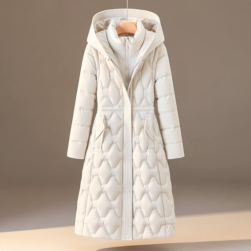 Lauren | Quilted Hooded Puffer Long Coat for Women