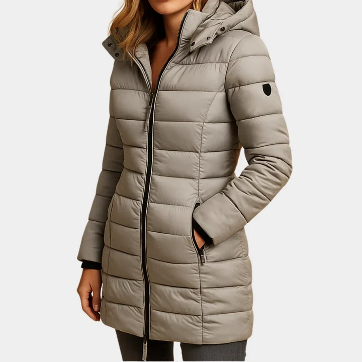 Women's Quilted Hooded Puffer Coat in Black