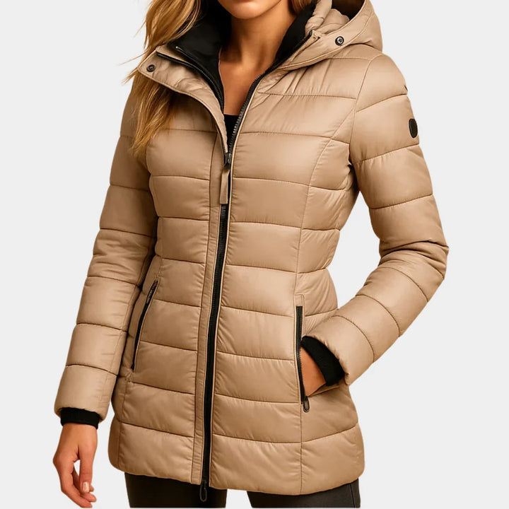 Women's Quilted Hooded Puffer Coat in Black