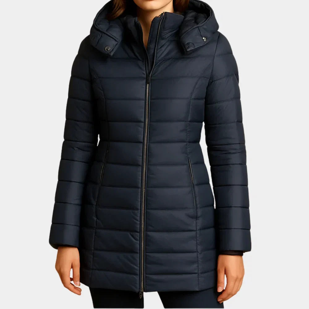 Women's Quilted Hooded Puffer Coat in Black