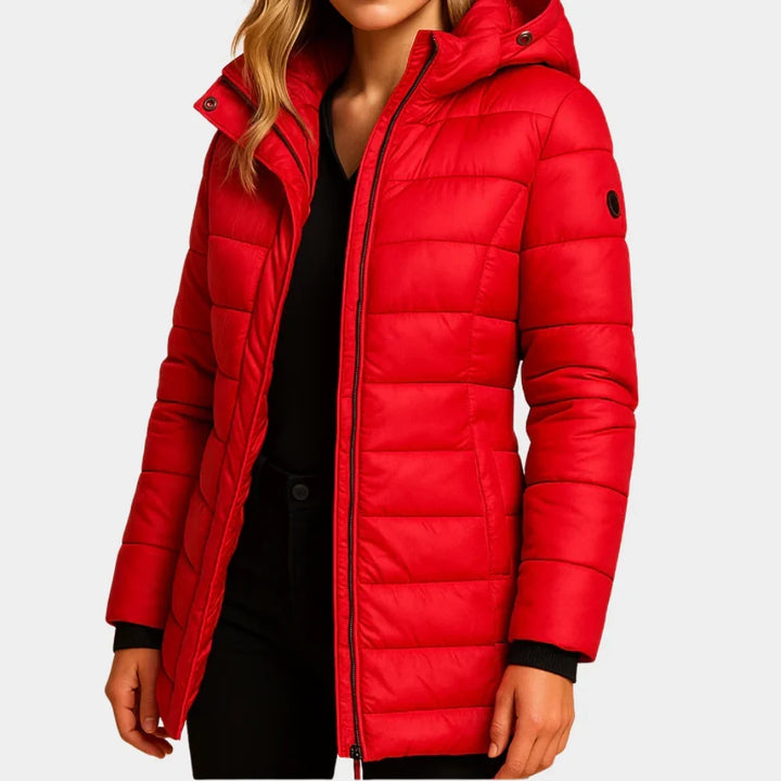 Women's Quilted Hooded Puffer Coat in Black