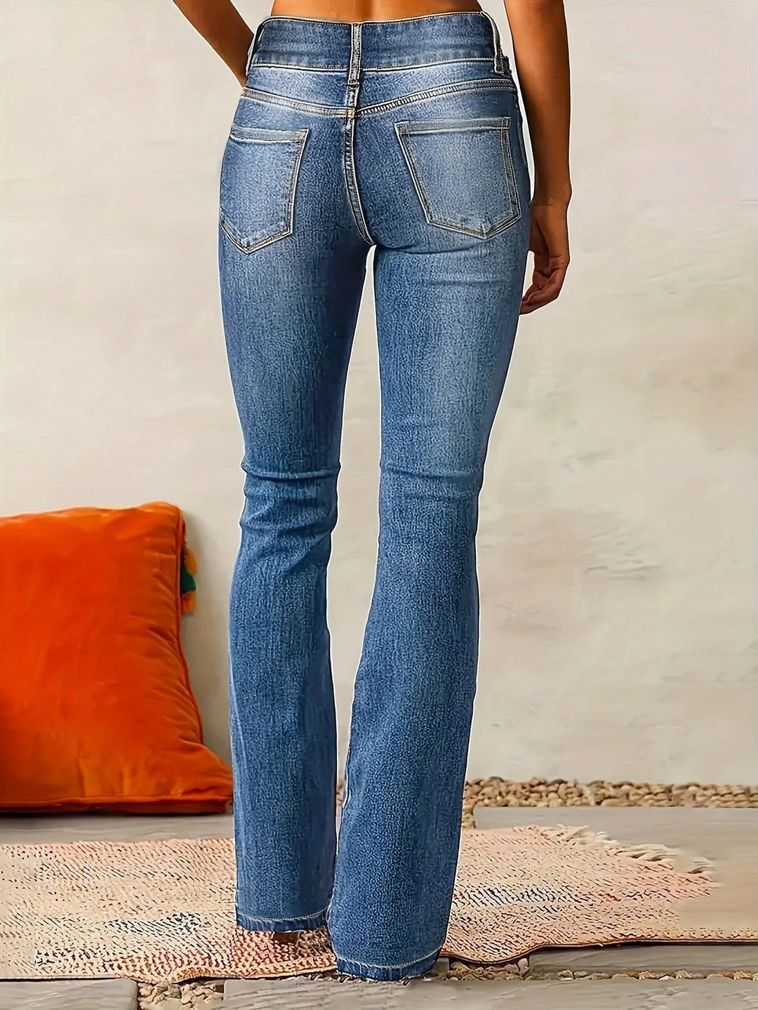 Willow High Waist Double Button Flare Jeans in Medium Wash