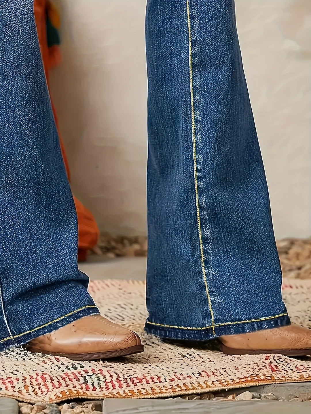 Willow High Waist Double Button Flare Jeans in Medium Wash