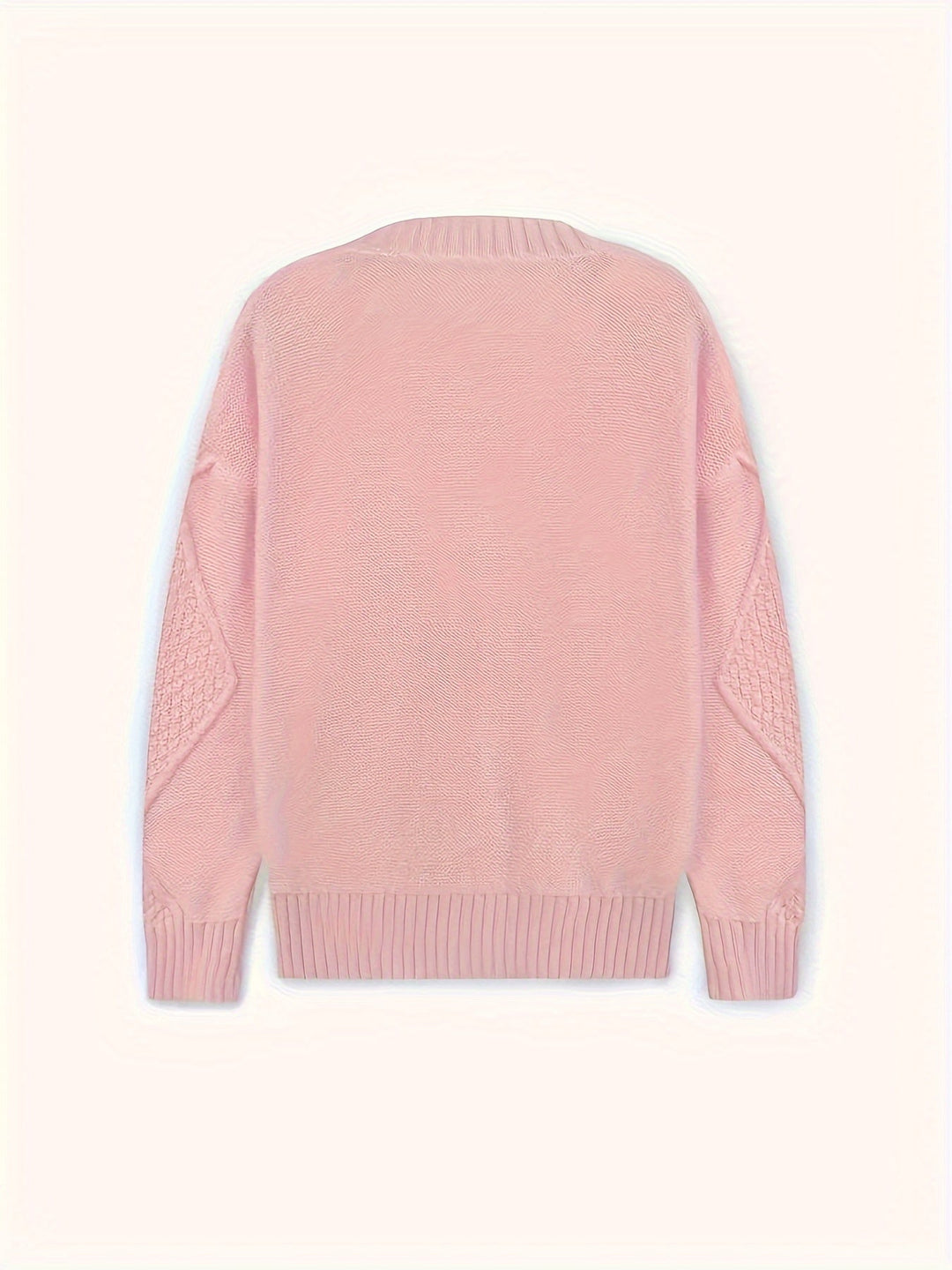 Women's Cable Knit Button-Front Cardigan in Blush Pink